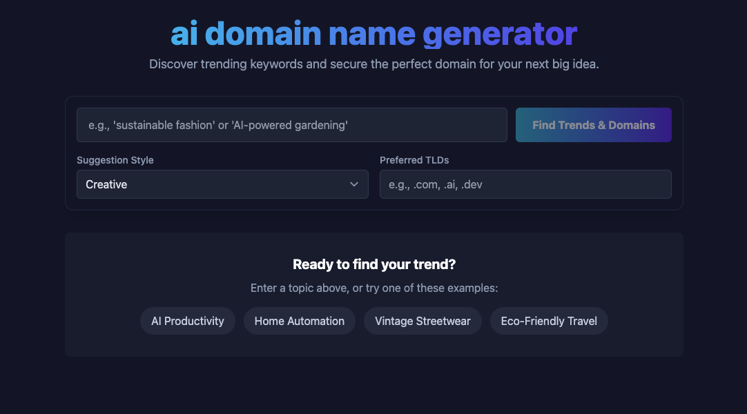 AI Domain Name Generator Free